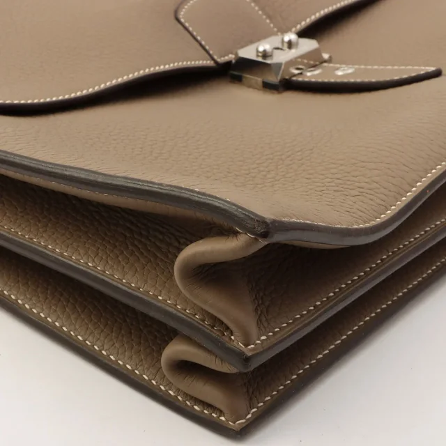 Hermès 2005 Sac à Dépêches 38 Étaupe in Togo leather from VINTAGE QOO TOKYO, photo 9 of 13