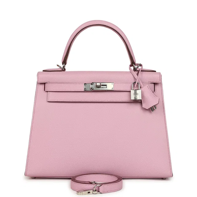 Hermès Kelly Sellier 28 Mauve Sylvestre Epsom Palladium Hardware in Epsom leather from Madison Avenue Couture