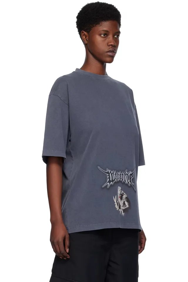 We11done Navy Vintage Monster T-Shirt, photo 2 of 4 from SSENSE