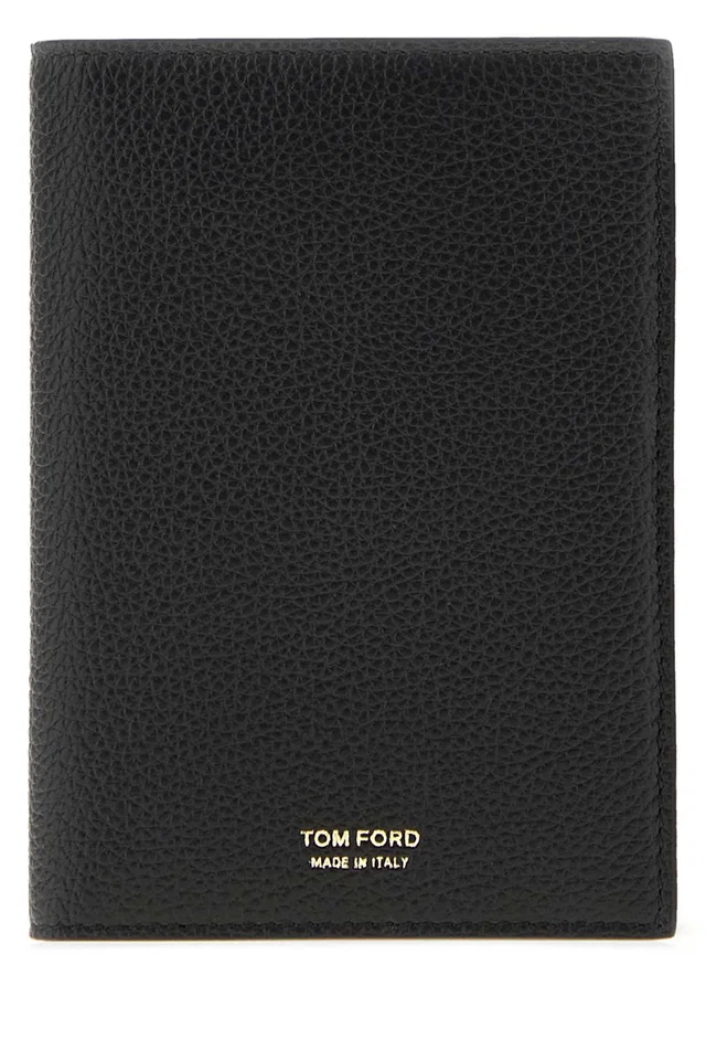 Tom Ford Soft Grain Leather Passport Wallet — Black Exterior in Black Leather from HEWI