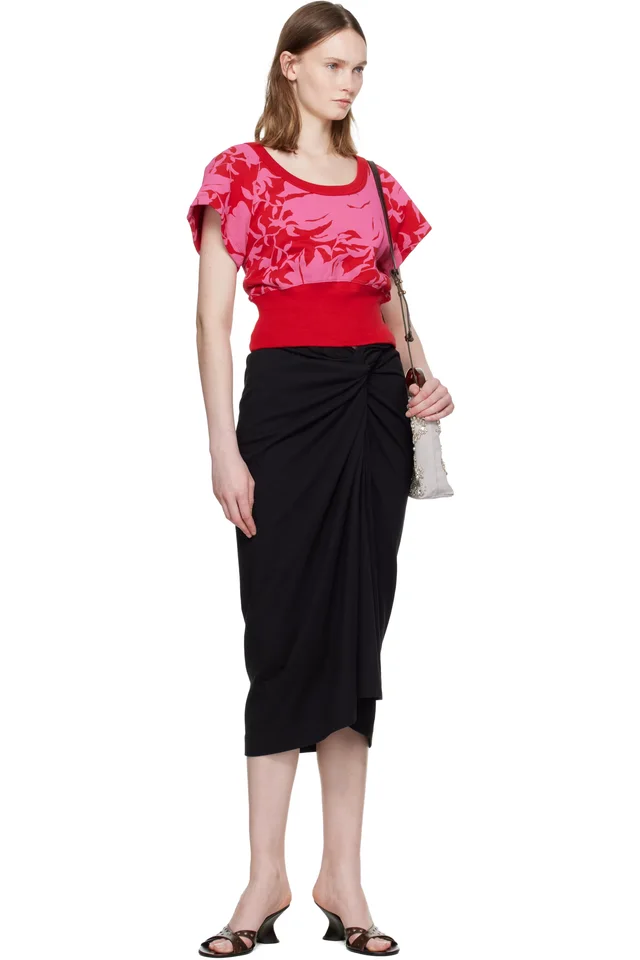 Dries Van Noten Red & Pink Floral T-shirt, photo 4 of 4 from SSENSE