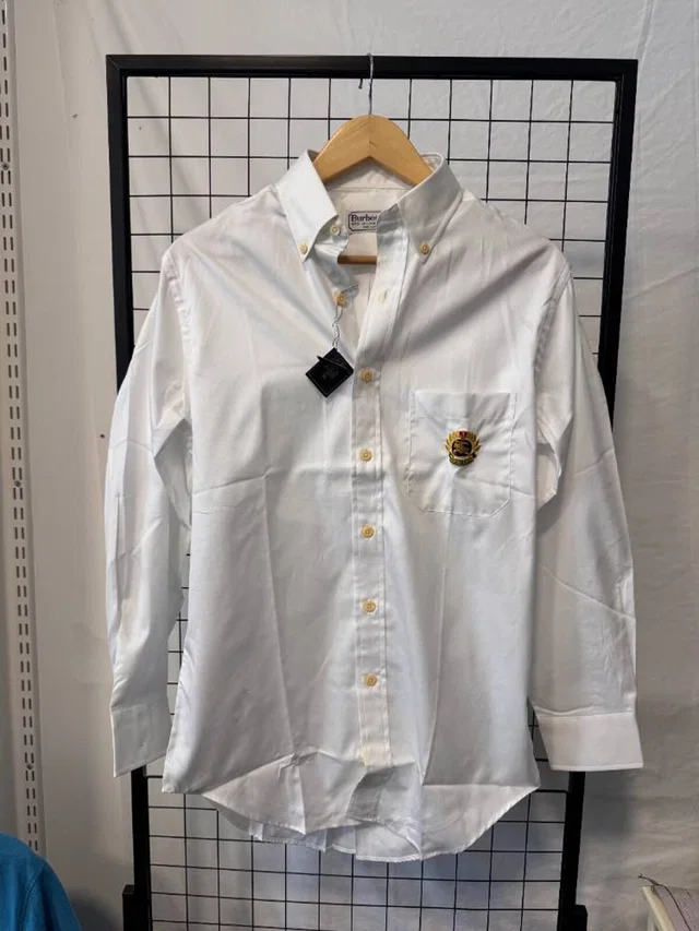 Burberry Embroidered Oxford Shirt White Size: S in White Cotton from Oxfam Online Shop