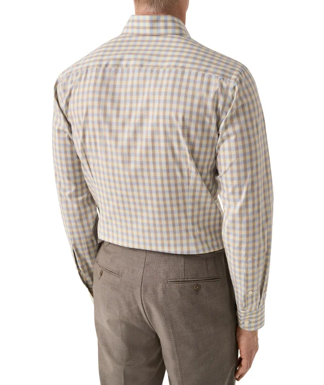 Eton Slim-Fit Plaid Breeze Poplin Dress Shirt in Yellow, photo 3 of 5 from Harry Rosen