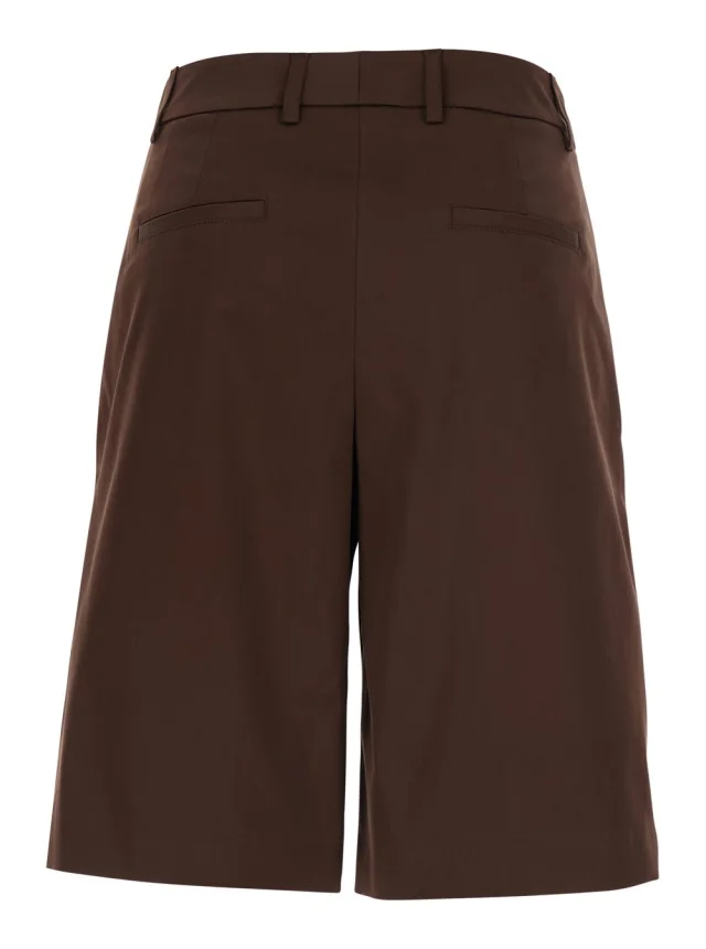 LEPLAIN Brown Bermuda Shorts Belt Loops and Two Back Welt Pockets in Cotton for Women in Brown, photo 3 of 6 from Gaudenzi Boutique