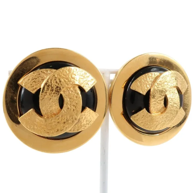 Chanel Coco Mark Earrings in Black Gold-plated metal from LuxUness, photo 3 of 6
