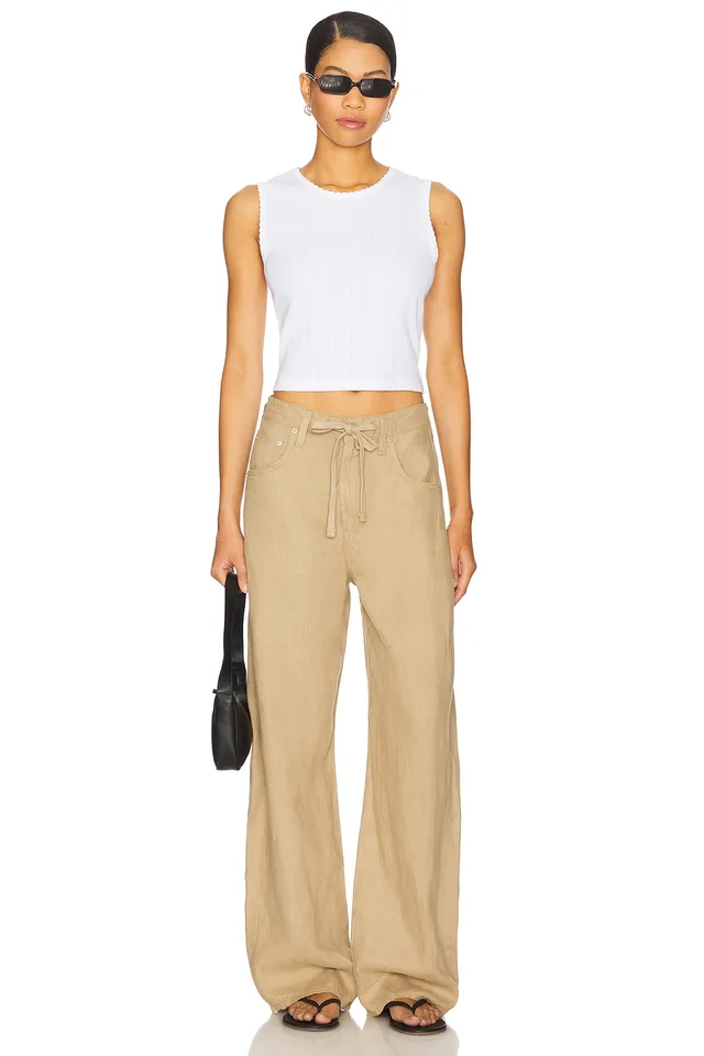 LESET Pointelle Sleeveless Crew Top in White, photo 4 of 4 from REVOLVE (Canada)