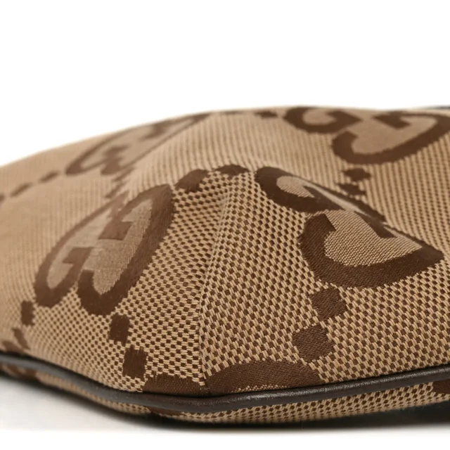 Gucci Monogram Jumbo GG Textured Dollar Calfskin Web Belt Bag Camel Ebony New Acero in Brown Calfskin from FASHIONPHILE, photo 10 of 10