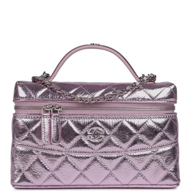 Chanel Top Handle Long Vanity Case in Pink Calfskin from Madison Avenue Couture