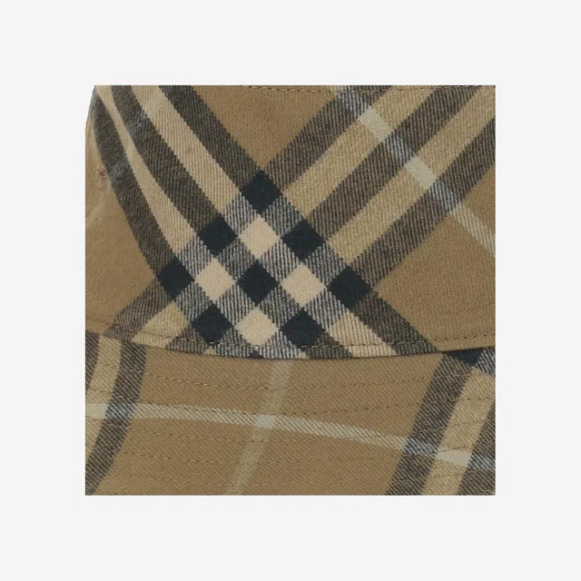 Burberry 8098533 Cotton Check Bucket Hat — Beige in Beige Woven leather from HEWI