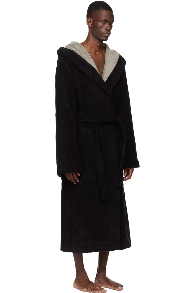 Rick Owens Black Temple Beach Bathrobe, photo 2 of 4 from SSENSE