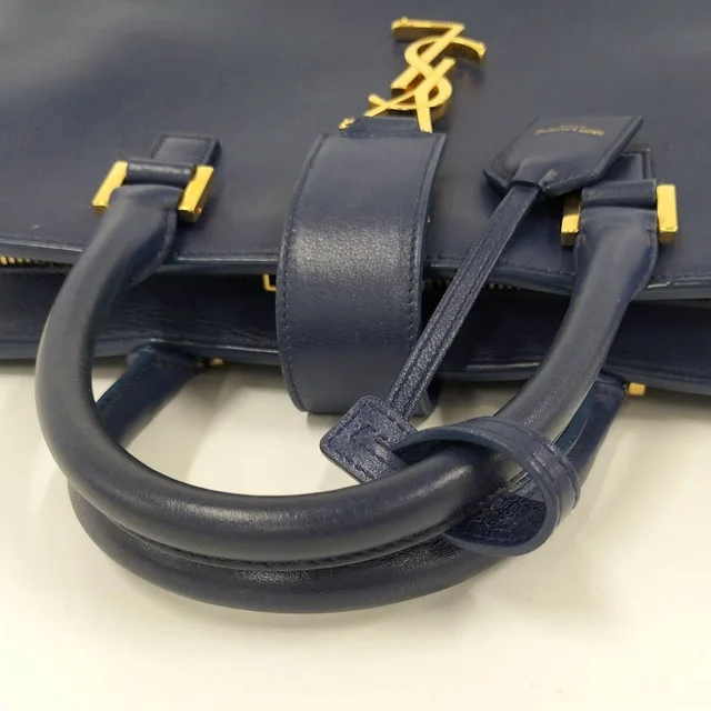 Saint Laurent Cabas Small Handbag Leather Navy in Navy Leather from The Reluxe, photo 2 of 2