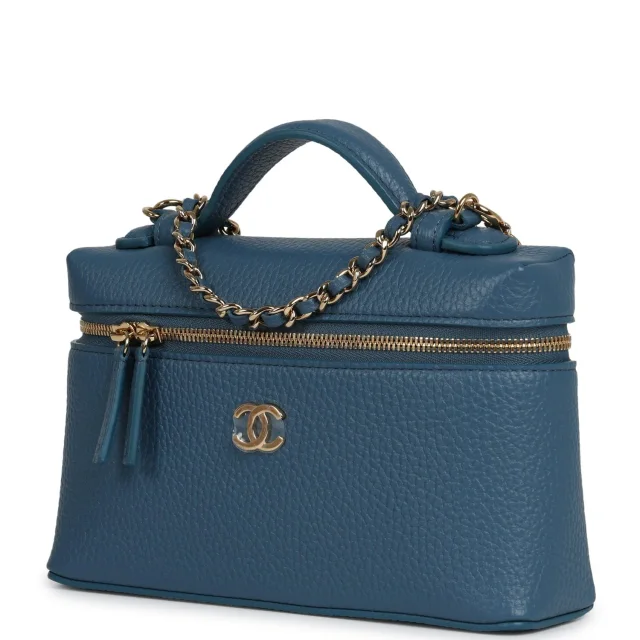 Chanel "Supple" Top Handle Long Vanity Case in Blue Caviar leather from Madison Avenue Couture, photo 5 of 9