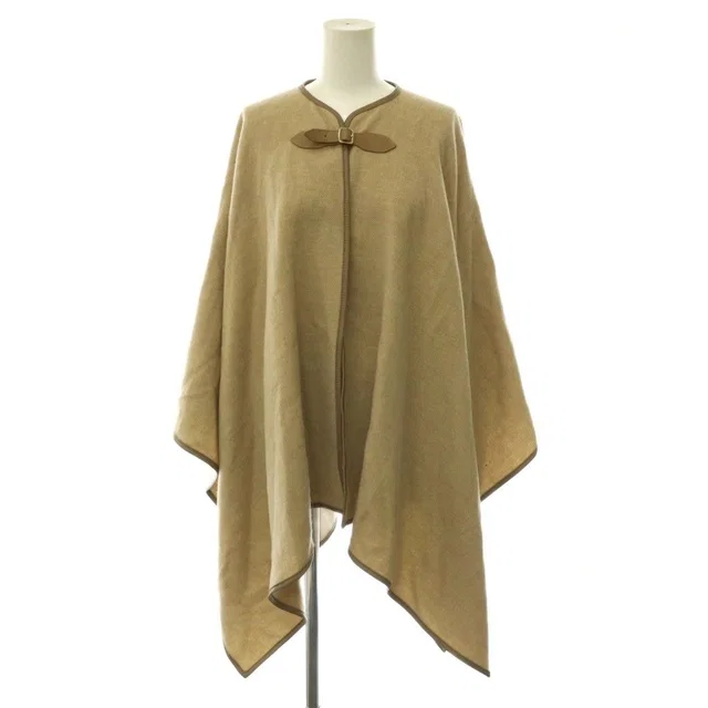 Max Mara Virgin Wool Poncho Coat Irregular Hem Beige in Beige Wool from The Reluxe