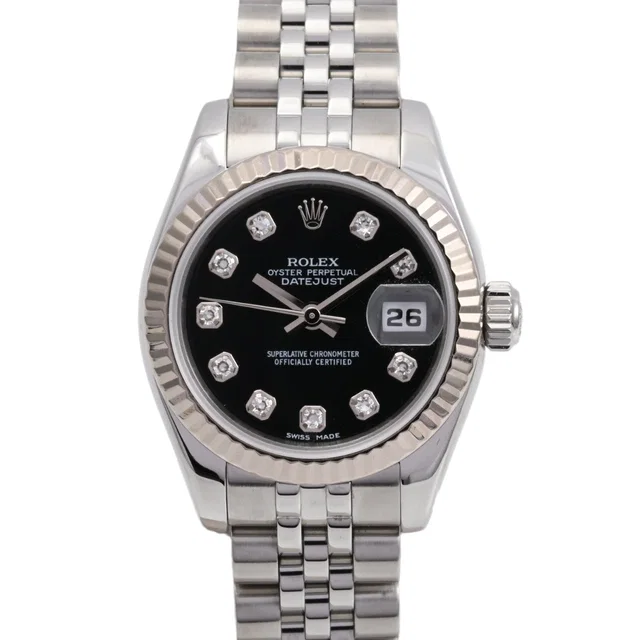 Rolex Circa 2005 10P Diamond Datejust 26mm 179174G Automatic Black in Black from VINTAGE QOO TOKYO