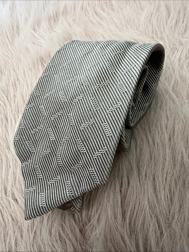 Giorgio Armani Goldish-Gray Textured Geometric Tie in gray Woven leather from Poshmark