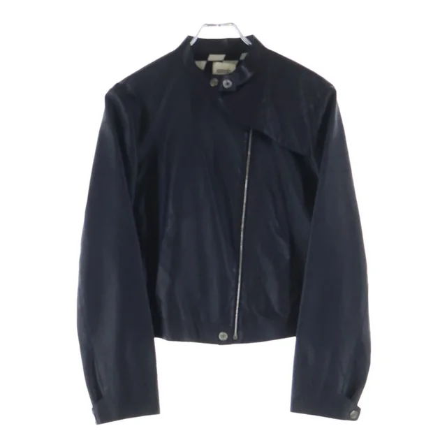Hermès Sellier Button Optical Lambskin Single Rider's Jacket Navy in Navy Lambskin from The Reluxe