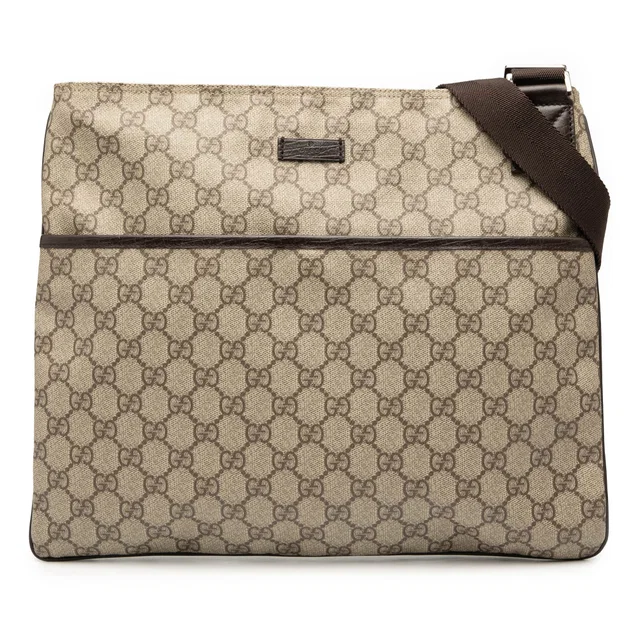 Tan Gucci GG Supreme Crossbody in Brown Coated canvas from Designer Revival