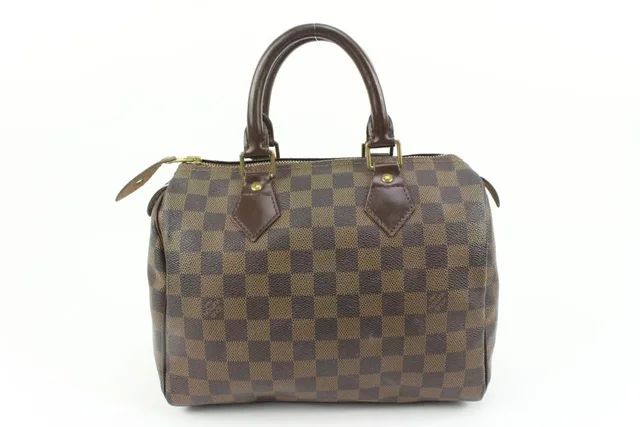 Louis Vuitton Small Damier Ebene Speedy 25 Boston Bag PM in Brown Canvas from Bagriculture