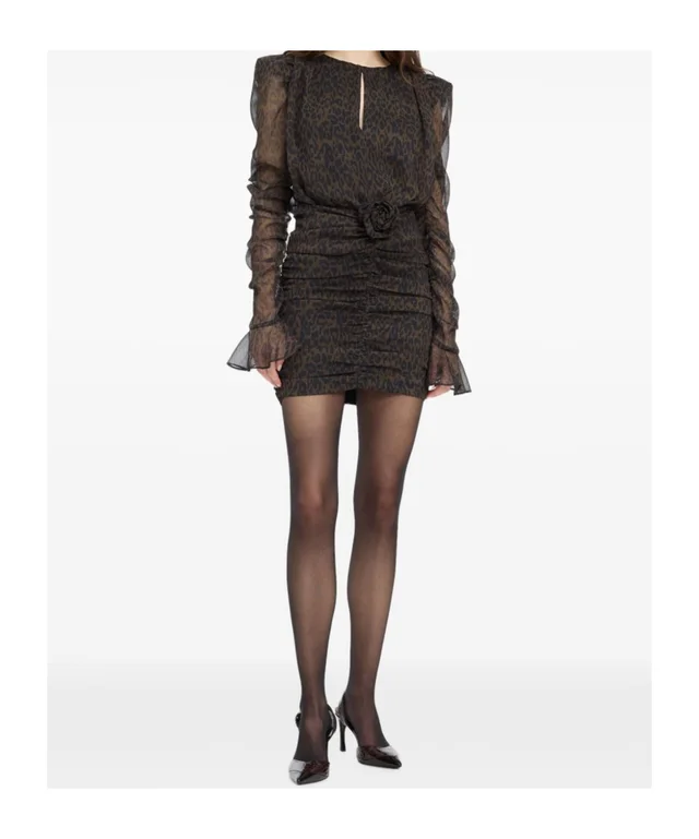 ROTATE Ruched Animal-Print Mini Dress, photo 4 of 5 from SENSER