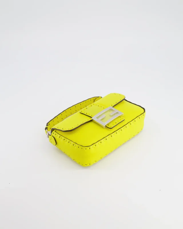 Fendi Yellow Leather Mini Baguette Bag in Yellow Leather from Sellier, photo 18 of 19