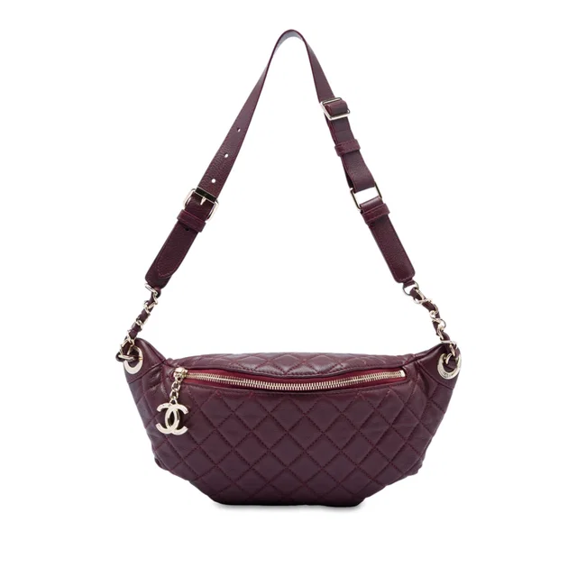 Red Chanel Quilted Calfskin Banane Waist Bag in Red Calfskin from Designer Revival