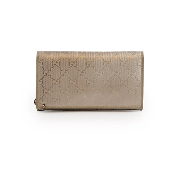 Gucci Long Fold Wallet Silver in Silver Canvas from The Purse Affair