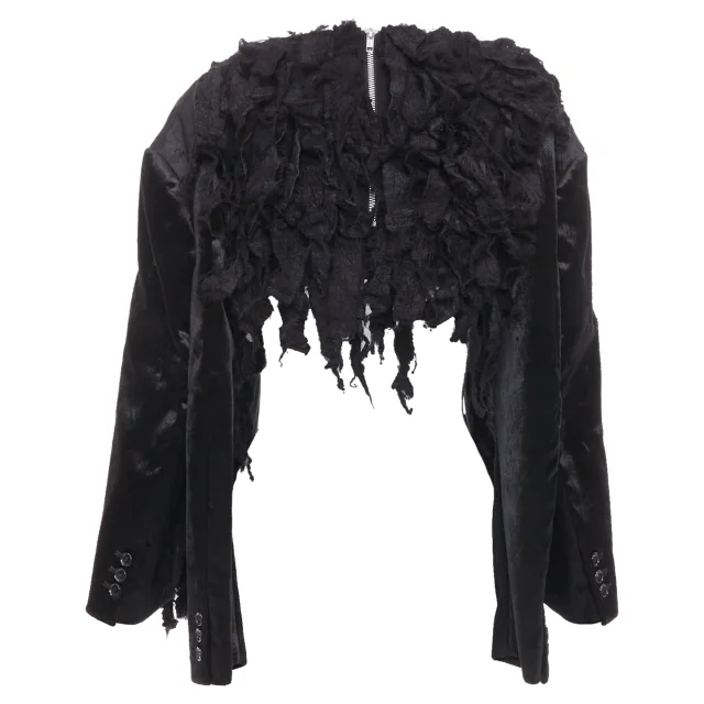 COMME DES GARCONS 2019 Runway black shredded silk fringe multi sleeve top XS in black, photo 5 of 6 from ShopSimon
