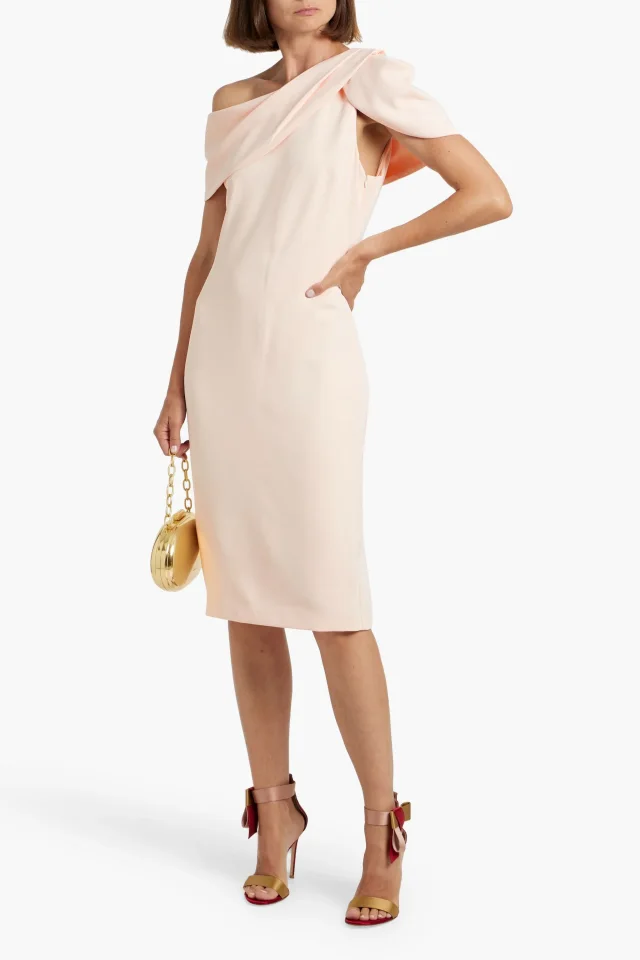Badgley Mischka One-Shoulder Draped Crepe Dress, photo 2 of 4 from THE OUTNET