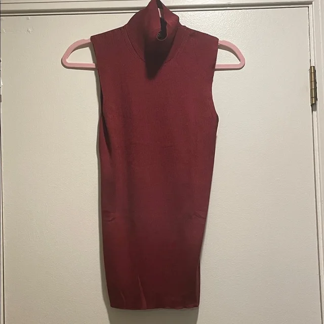 Loro Piana Burgundy Silk Ribbed Sleeveless Turtleneck Or Knitwear Top in purple|red Silk from Poshmark