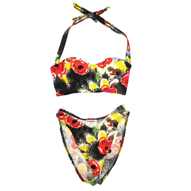 Chanel Swimwear Swimsuit Black #36 in Black Nylon from AMORE Vintage Tokyo