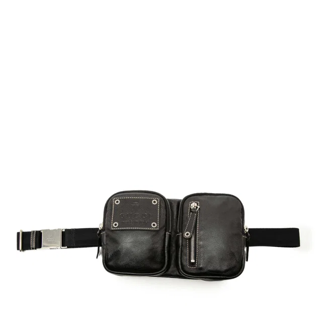 Black Gucci Leather Hysteria Belt Bag in Black Leather from Designer Revival