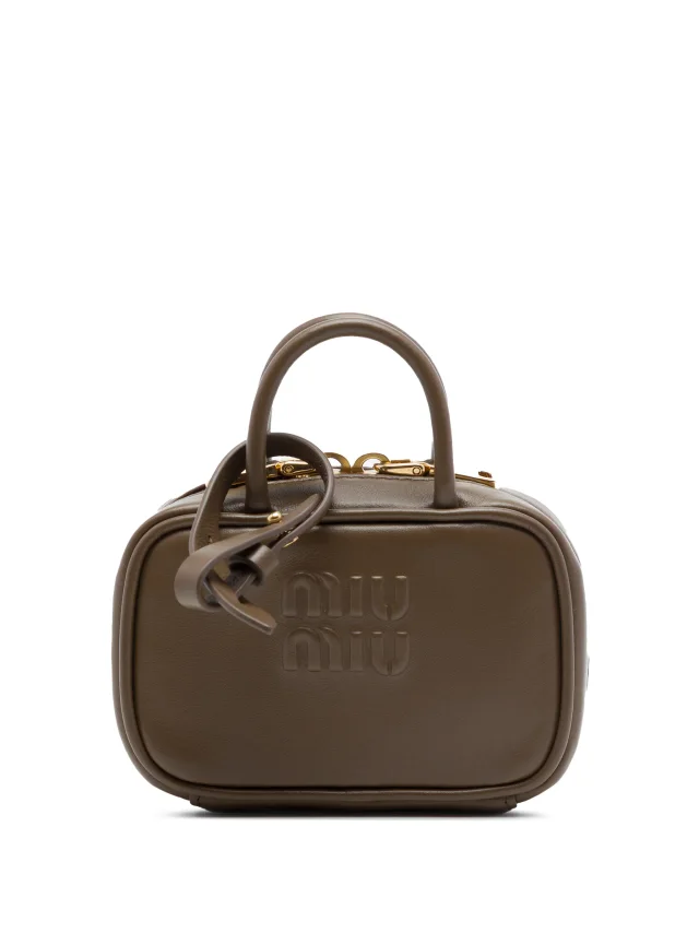 Miu Miu Pre-Owned 2010-2026 Micro Calfskin Softy Beau Bag Satchel | Brown | FARFETCH in Brown Calfskin from Farfetch