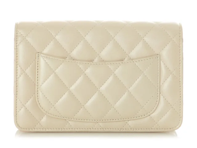 Chanel Beige Quilted Lambskin Wallet on Chain WOC in Beige Lambskin from Ann's Fabulous Finds, photo 5 of 10