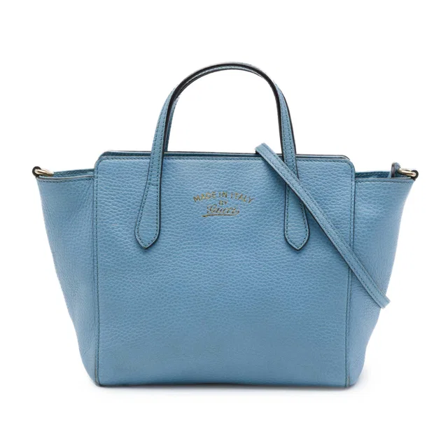 Blue Gucci Mini Leather Swing Satchel in Blue Leather from Designer Revival