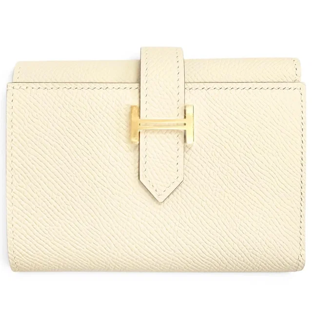 Hermès Bearn Convenience Verso Veau Epsom Craie Gold Trifold Wallet Large in White Epsom leather from The Reluxe