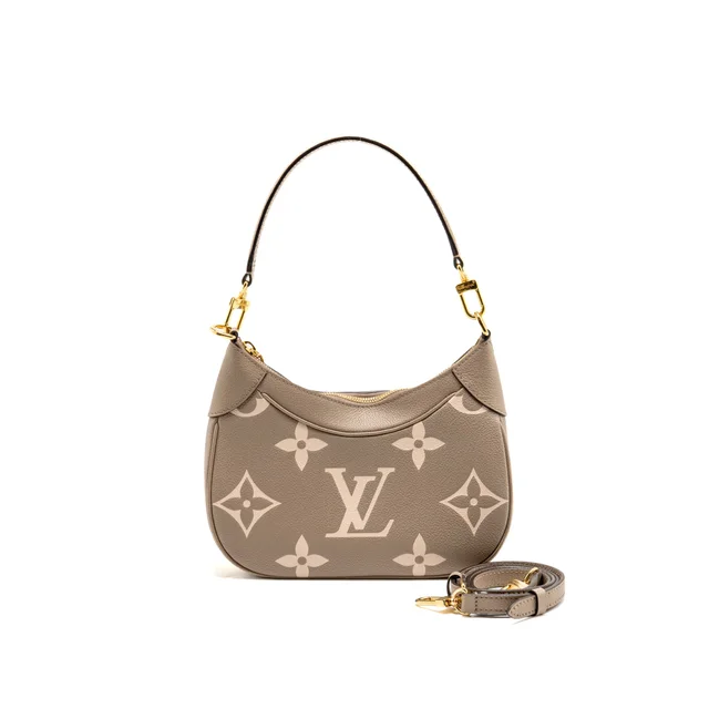 Louis Vuitton Bagatelle Monogram empreinte Leather Bicolor Grey/Crème Beige GHW in Beige Leather from EMIER