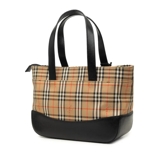 Beige Burberry Haymarket Check Canvas Tote in Beige Canvas from Designer Revival, photo 2 of 6