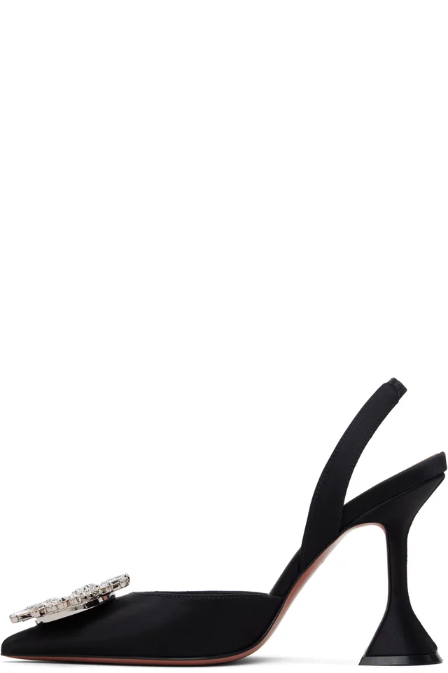 Amina Muaddi Black Begum Sling 95 Heels, photo 3 of 4 from SSENSE