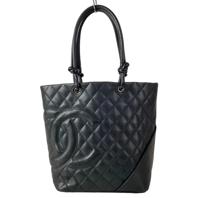 Chanel Tote Bag Cambon Line Medium Black Leather in Black Leather from The Reluxe