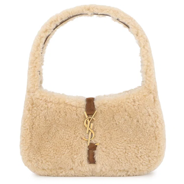 Saint Laurent LE 5 A7 Hobo Brown760375 Shearling Leather Size Mini in Leather from GALLERY RARE