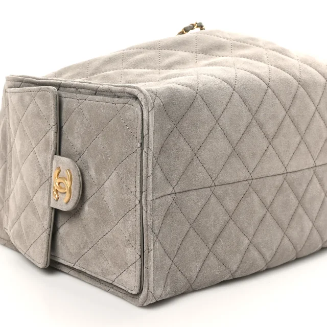 Quilted Medium Chanel 25 Handbag Dark Grey in Grey Suede from FASHIONPHILE, photo 8 of 9