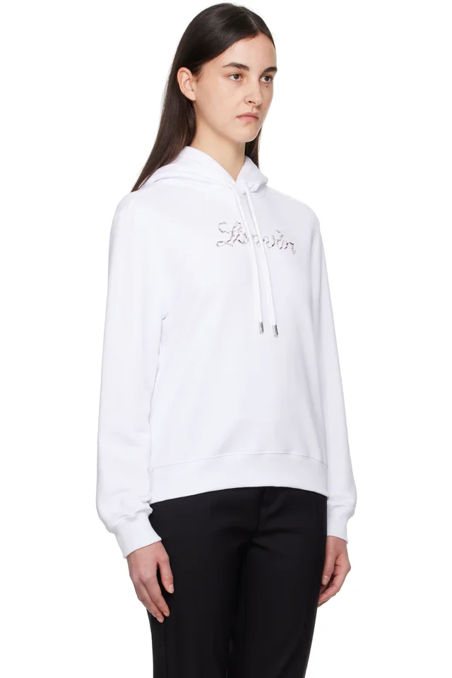 White 'Lanvin' Bead Embroidered Hoodie, photo 2 of 2 from SSENSE