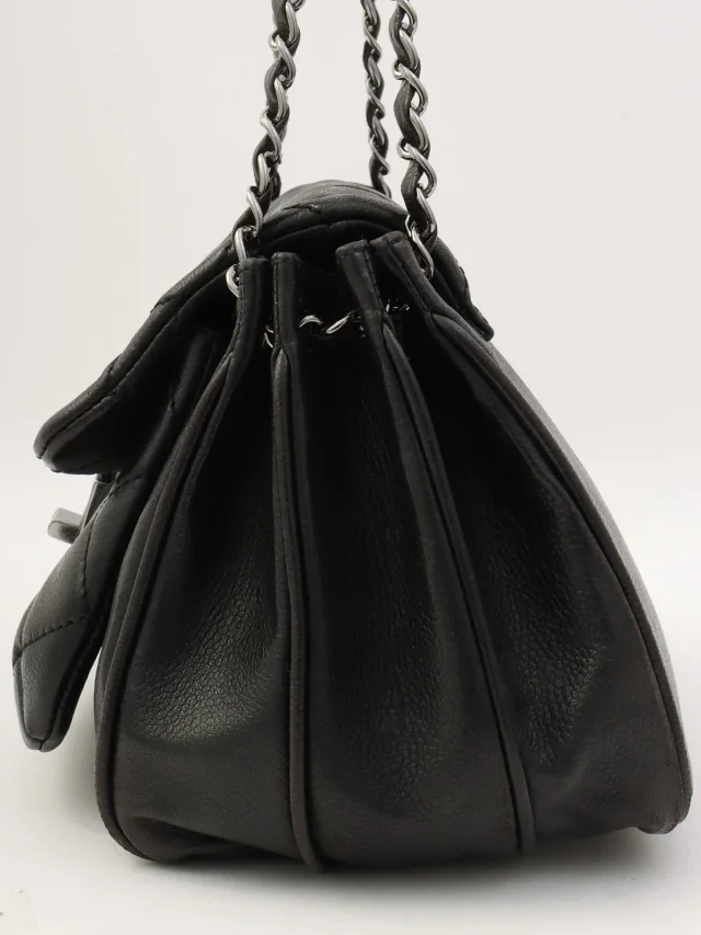 Chanel 2.55 Chain Shoulder Bag, Black, circa 2008 in Black Caviar leather from VINTAGE QOO TOKYO, photo 4 of 17