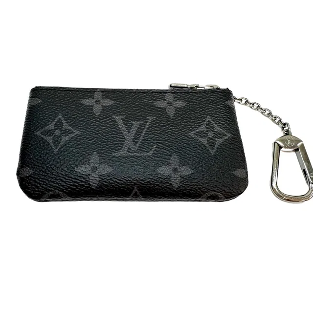 Louis Vuitton Pochette Cles Monogram Eclipse Key Case Black Key Holder in Black from The Reluxe