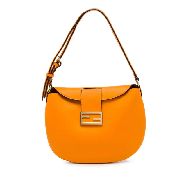 Orange Fendi Small Leather Croissant Hobo Bag in Orange Leather from Designer Revival