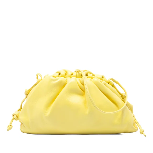 Yellow Bottega Veneta Lambskin The Mini Pouch Crossbody in Yellow Lambskin from Designer Revival