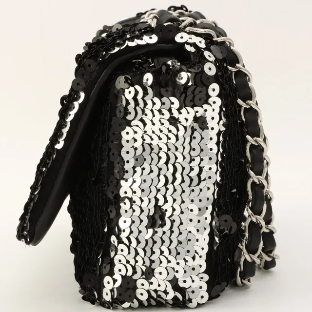 Chanel Circa 2008 Sequin CC Mark Chain Bag, Silver in Silver from VINTAGE QOO TOKYO, photo 4 of 13