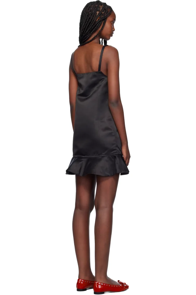 GANNI Black Duchesse Satin Minidress, photo 3 of 4 from SSENSE