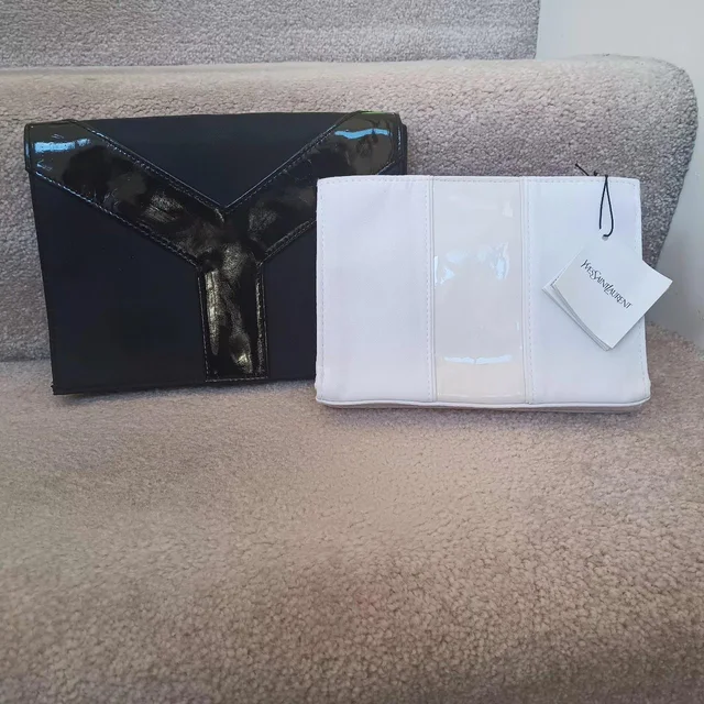 Saint Laurent Women's Bag - Black/White in black|white Patent leather from Depop, photo 1 of 1