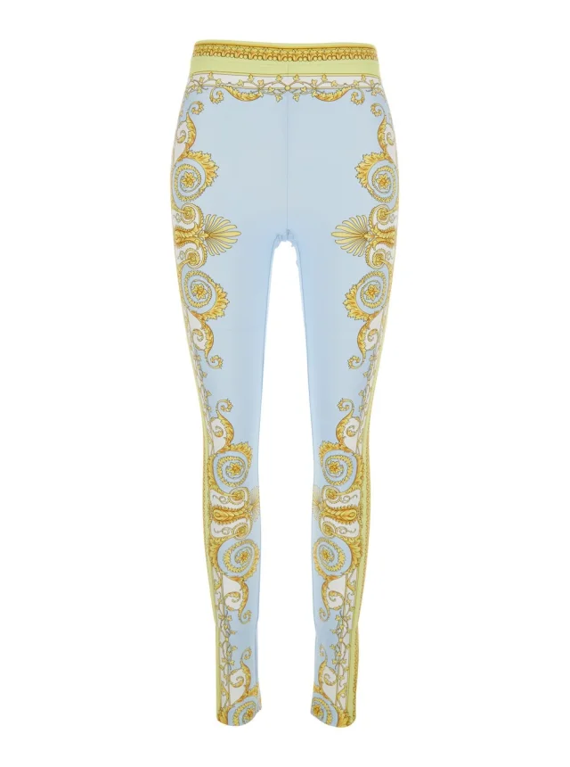 Multicolor Leggings with All-Over Baroque Print in Stretch Fabric for Women in Multicolor, image 1 of 1 from Gaudenzi Boutique